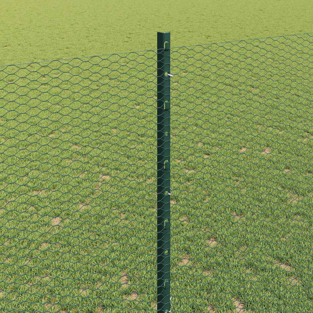 Sekskantet hegn med stolpe 10 x 1,4 m PVC-belagt stål Grøn Mesh