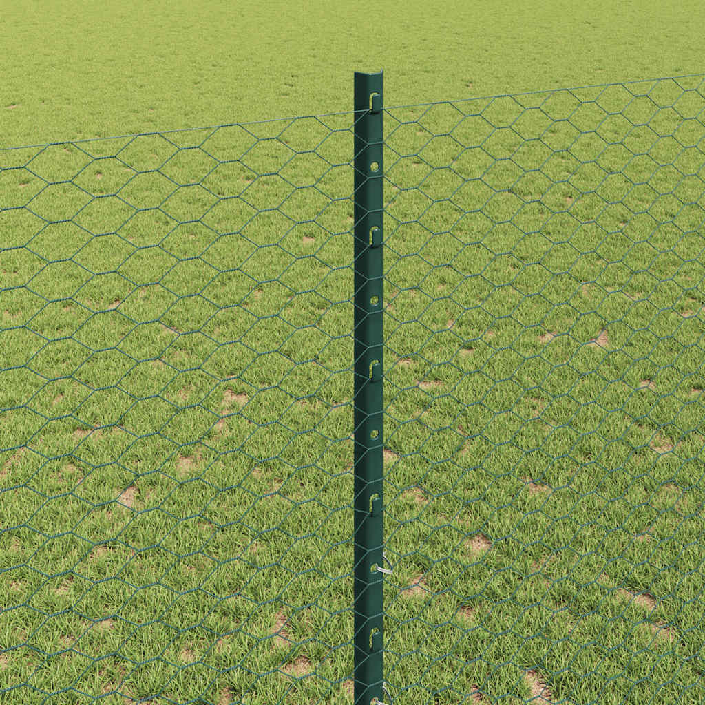 Sekskantet hegn med stolpe 10 x 1,4 m PVC-belagt stål Grøn Mesh