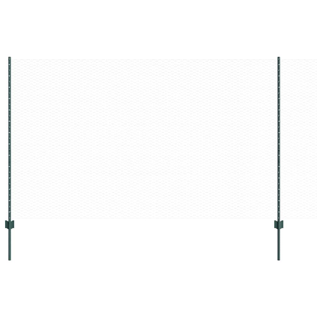 Sekskantet hegn med stolpe 10 x 1,4 m PVC-belagt stål Grøn Mesh