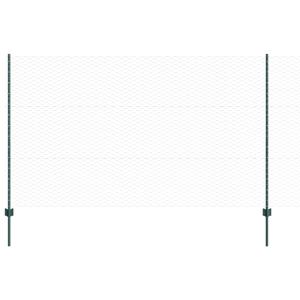 Sekskantet hegn med stolpe 10 x 1,4 m PVC-belagt stål Grøn Mesh