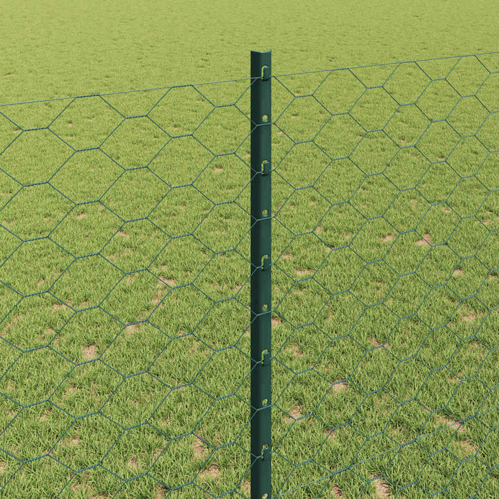 Sekskantet hegn med stolpe 10 x 1,4 m PVC-belagt stål Grøn Mesh
