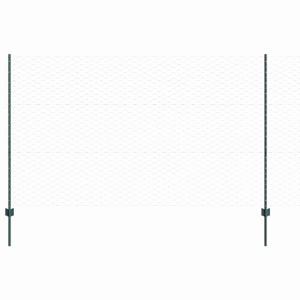 Sekskantet hegn med stolpe 10 x 1,4 m PVC-belagt stål Grøn Mesh