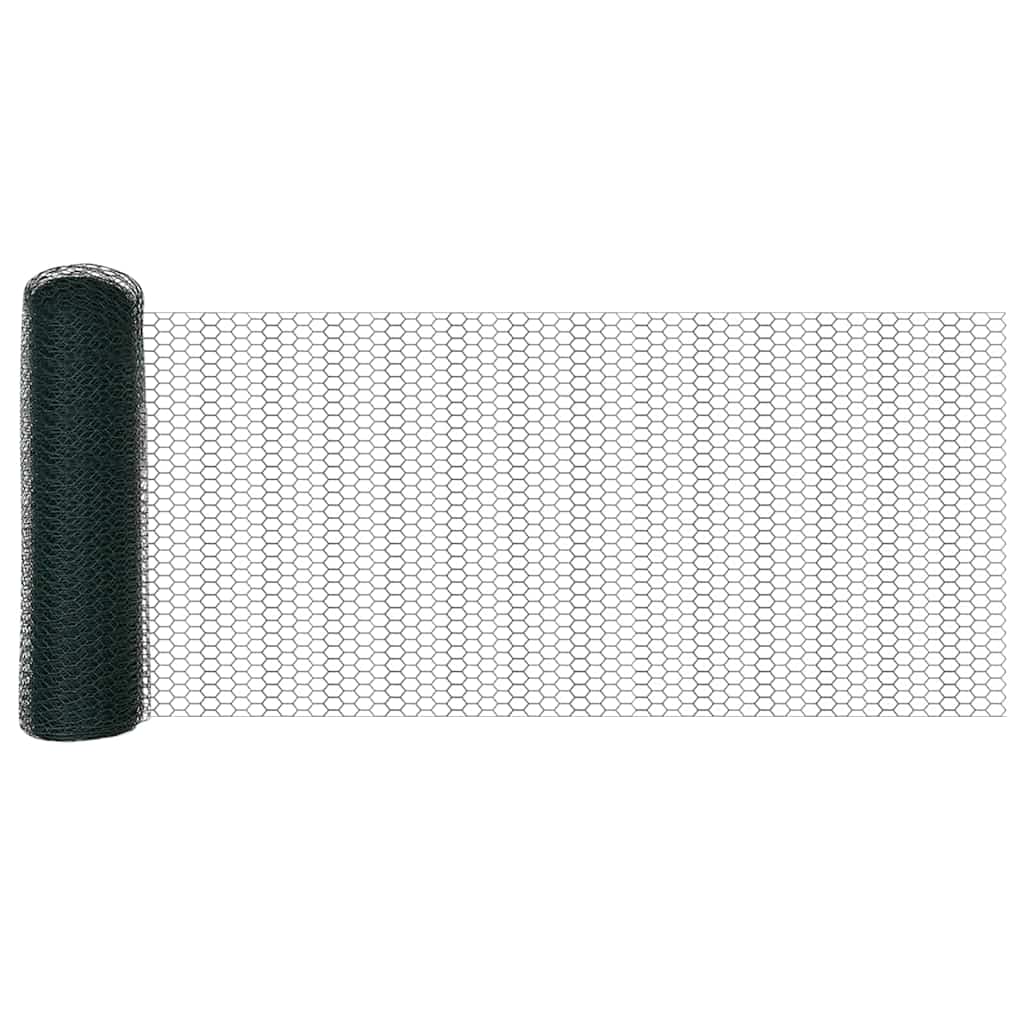 Sekskantet hegn med stolpe 25 x 0,6 m PVC-belagt stål Grøn Mesh
