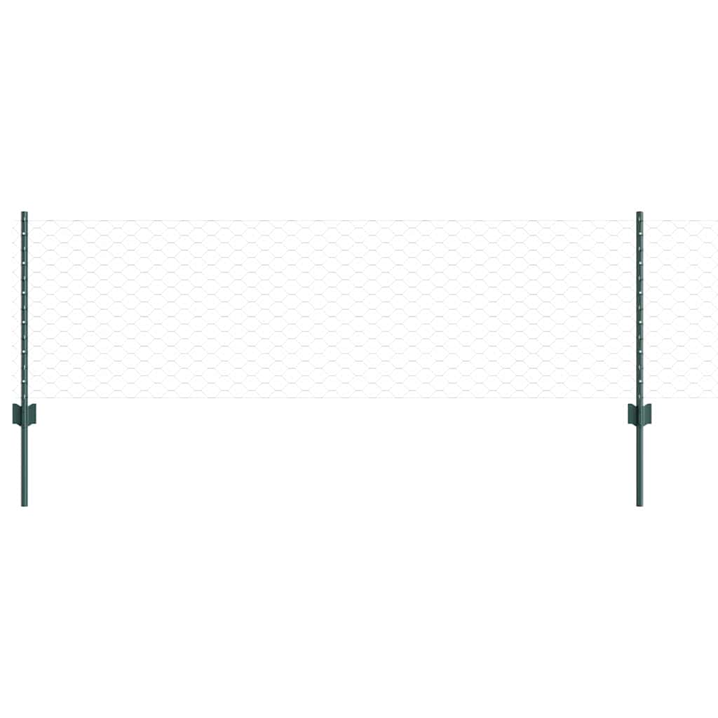 Sekskantet hegn med stolpe 25 x 0,6 m PVC-belagt stål Grøn Mesh