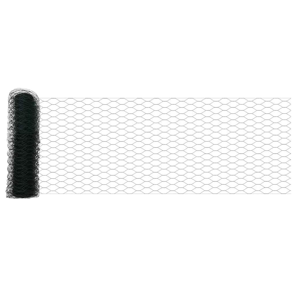 Sekskantet hegn med stolpe 25 x 0,8 m PVC-belagt stål Grøn Mesh
