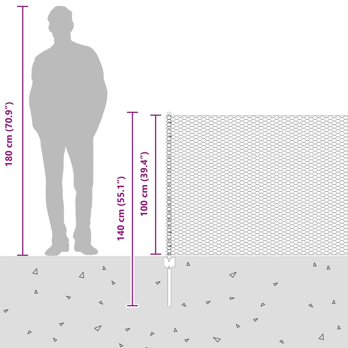 Udendørs sekskantet hegn med stolpe 25 x 1 m PVC-belagt stål