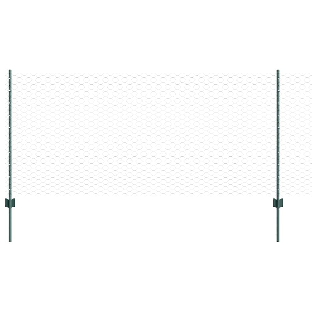 Sekskantet hegn med stolpe 25 x 1 m PVC-belagt stål Grøn Mesh