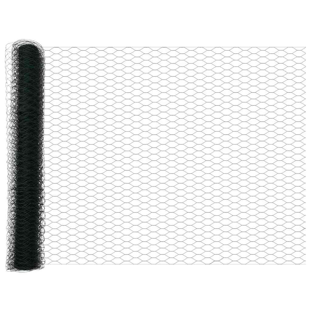 Sekskantet hegn med stolpe 25 x 1 m PVC-belagt stål Grøn Mesh