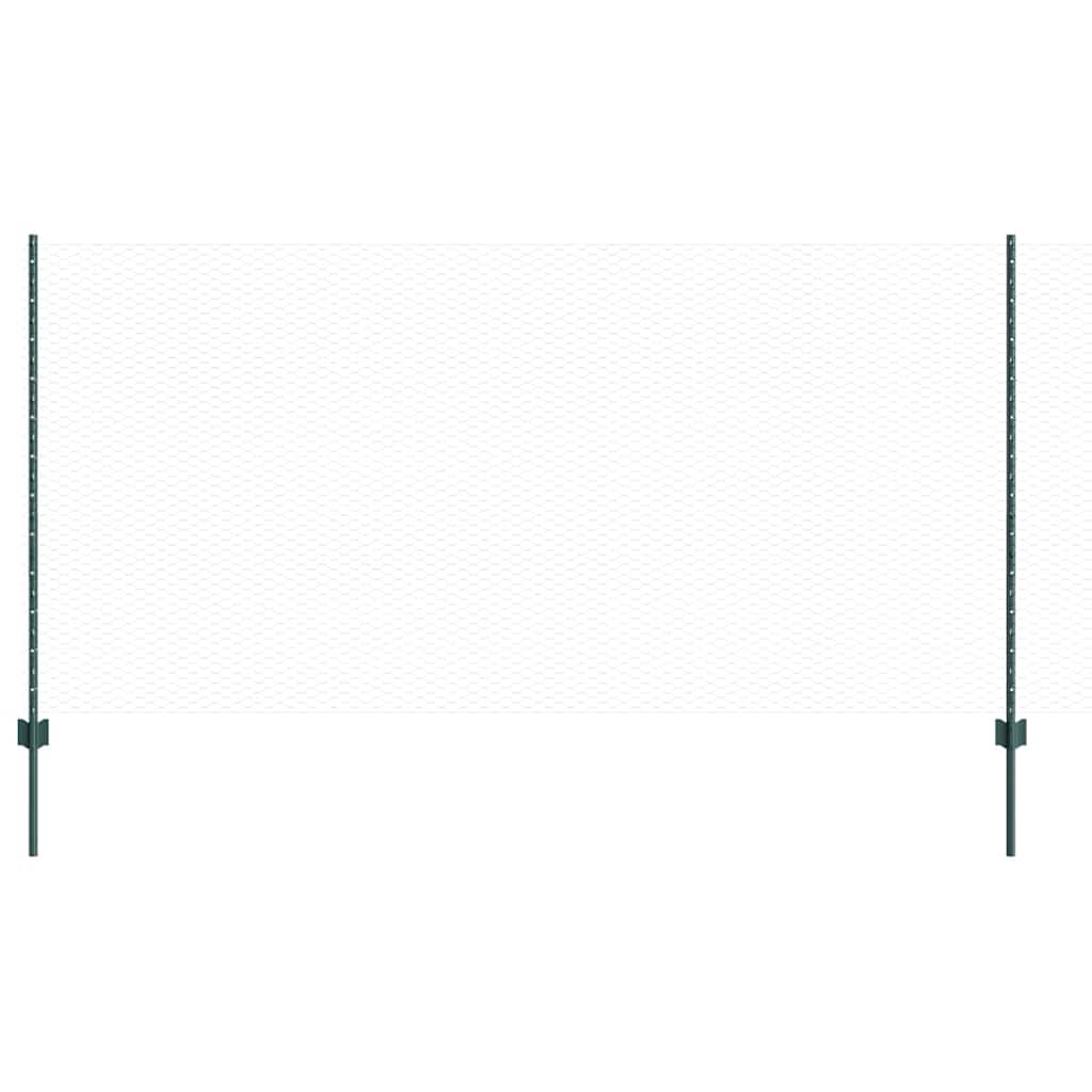 Sekskantet hegn med stolpe 25 x 1,2 m PVC-belagt stål Grøn Mesh