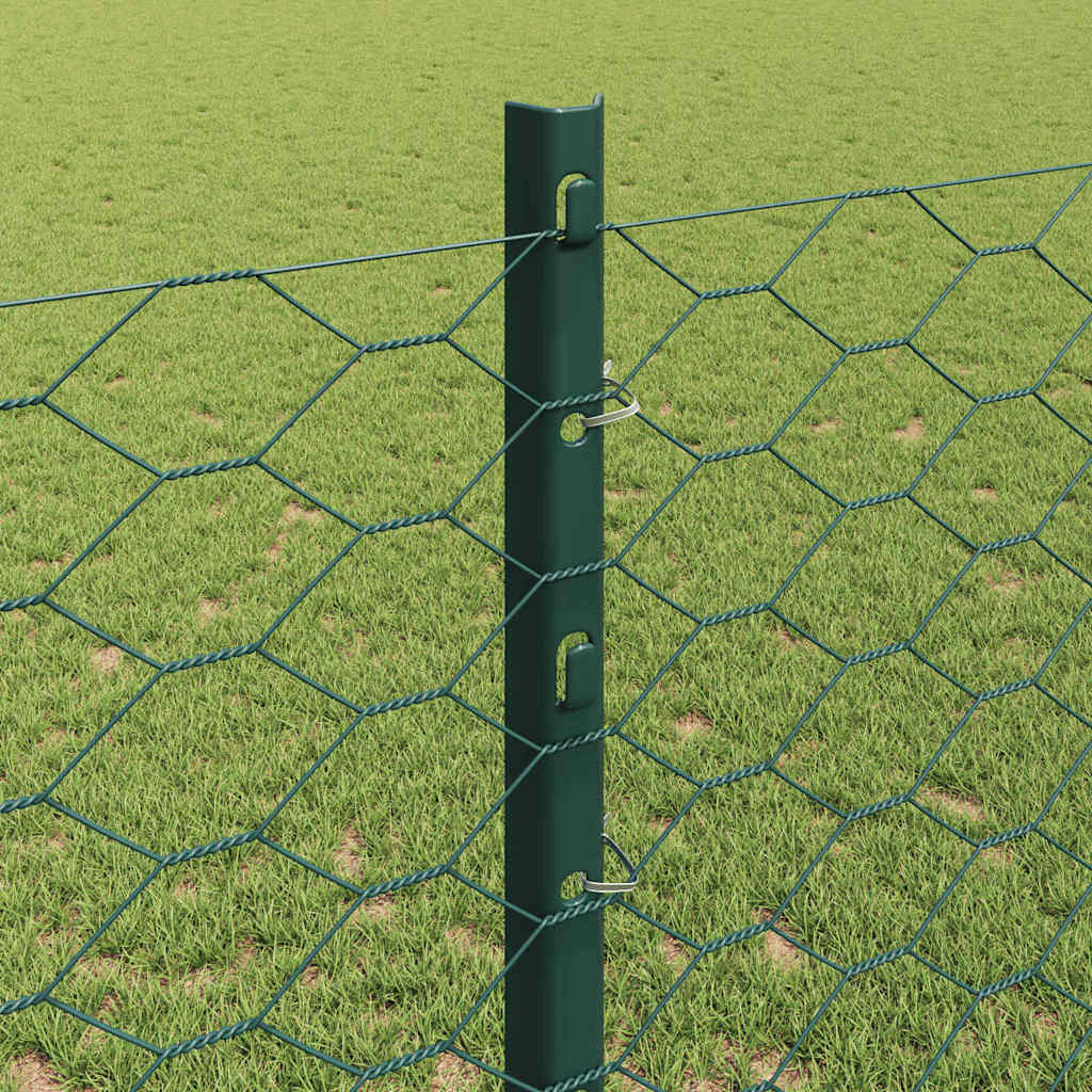 Sekskantet hegn med stolpe 25 x 1,2 m PVC-belagt stål Grøn Mesh