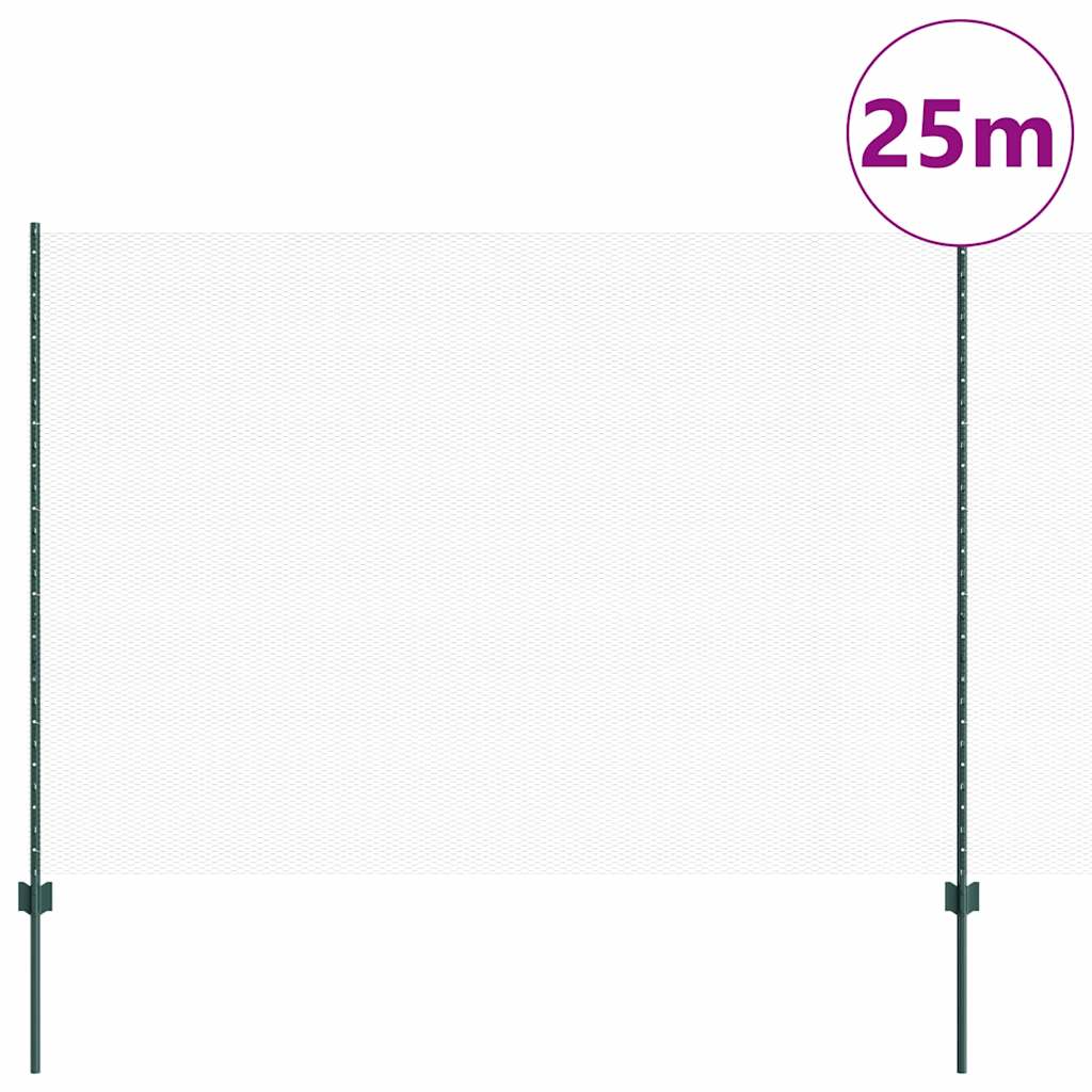 Sekskantet hegn med stolpe 25 x 1,6 m PVC-belagt stål Grøn Mesh