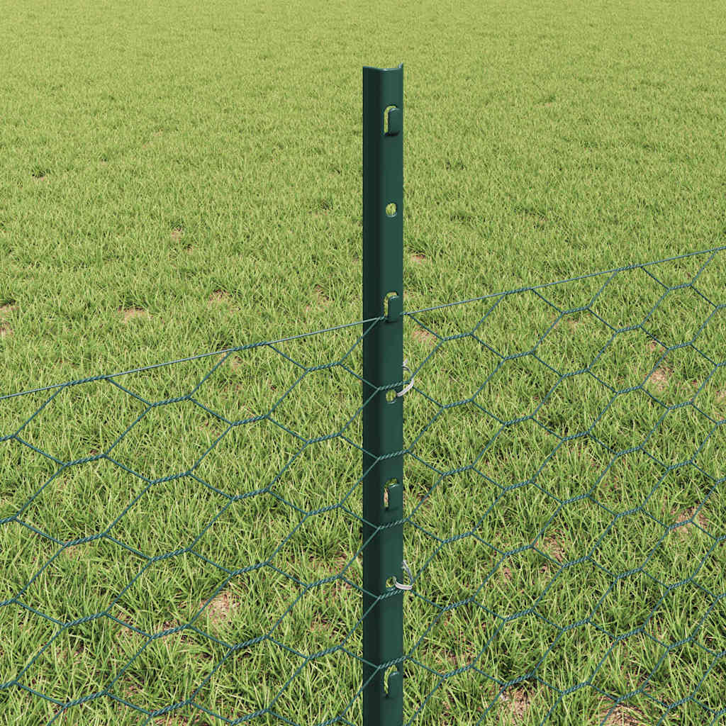 Sekskantet hegn med stolpe 50 x 0,5 m PVC-belagt stål Grøn Mesh