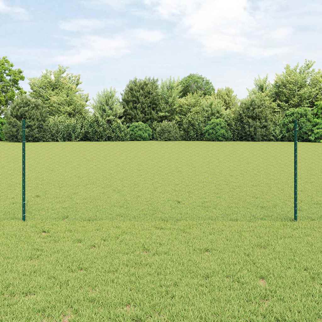 Sekskantet hegn med stolpe 50 x 0,8 m PVC-belagt stål Grøn Mesh