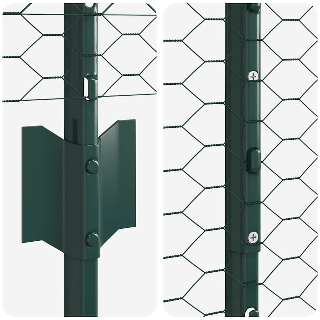 Sekskantet hegn med stolpe 50 x 1 m PVC-belagt stål Grøn Mesh