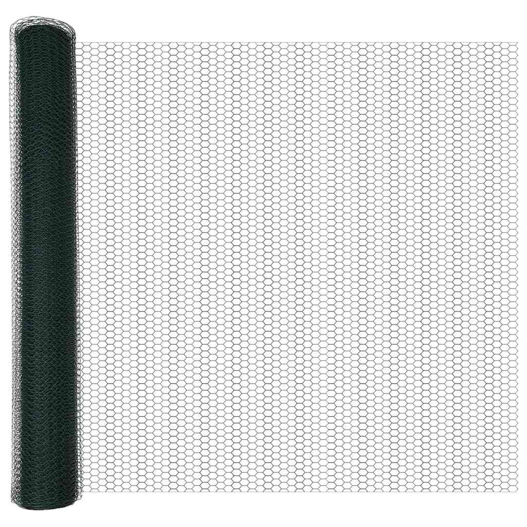 Sekskantet hegn med stolpe 50 x 1 m PVC-belagt stål Grøn Mesh