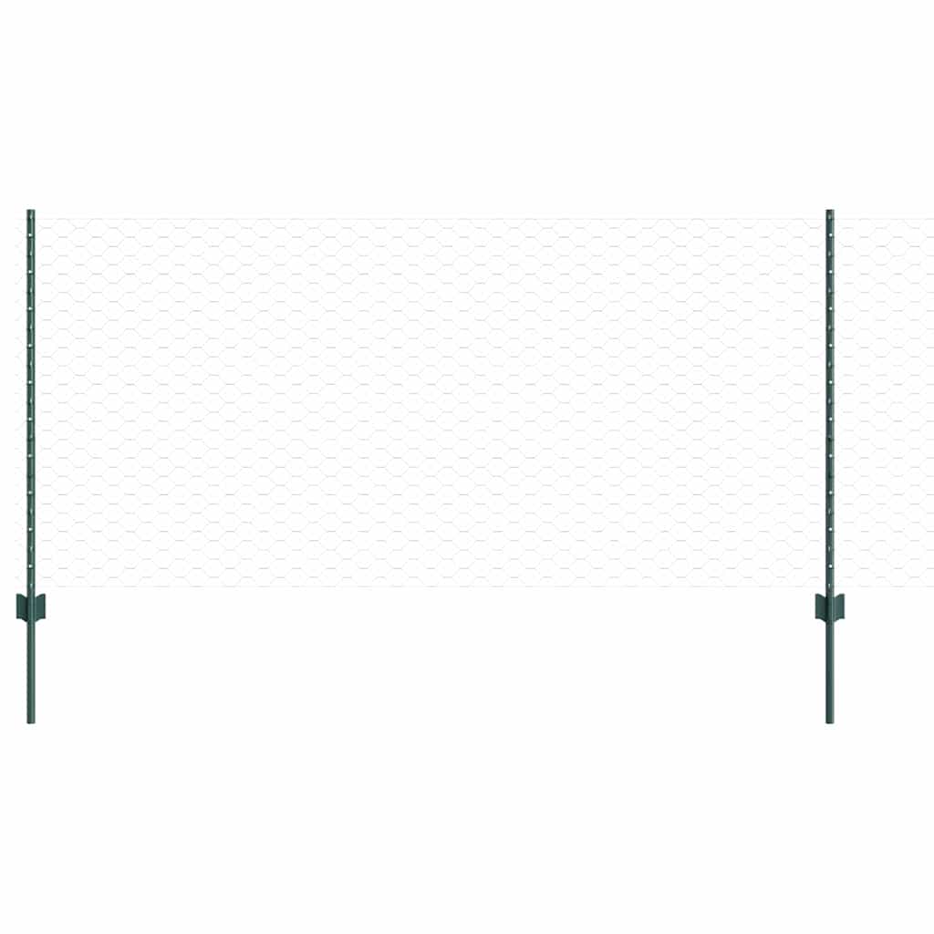 Sekskantet hegn med stolpe 50 x 1 m PVC-belagt stål Grøn Mesh