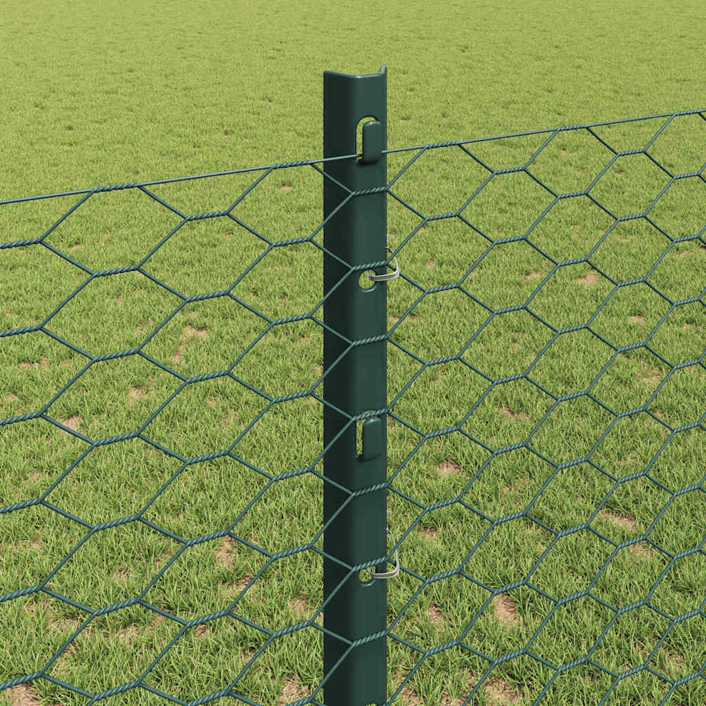 Sekskantet hegn med stolpe 50 x 1,2 m PVC-belagt stål Grøn Mesh