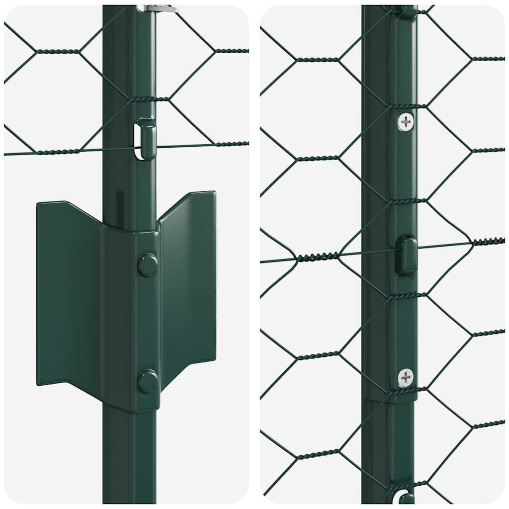 Sekskantet hegn med stolpe 50 x 1,2 m PVC-belagt stål Grøn Mesh
