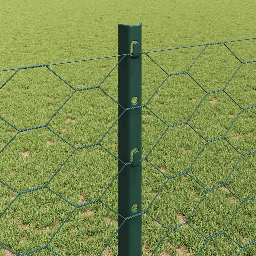 Sekskantet hegn med stolpe 50 x 1,2 m PVC-belagt stål Grøn Mesh