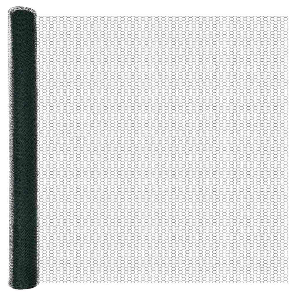 Sekskantet hegn med stolpe 50 x 1,6 m PVC-belagt stål Grøn Mesh