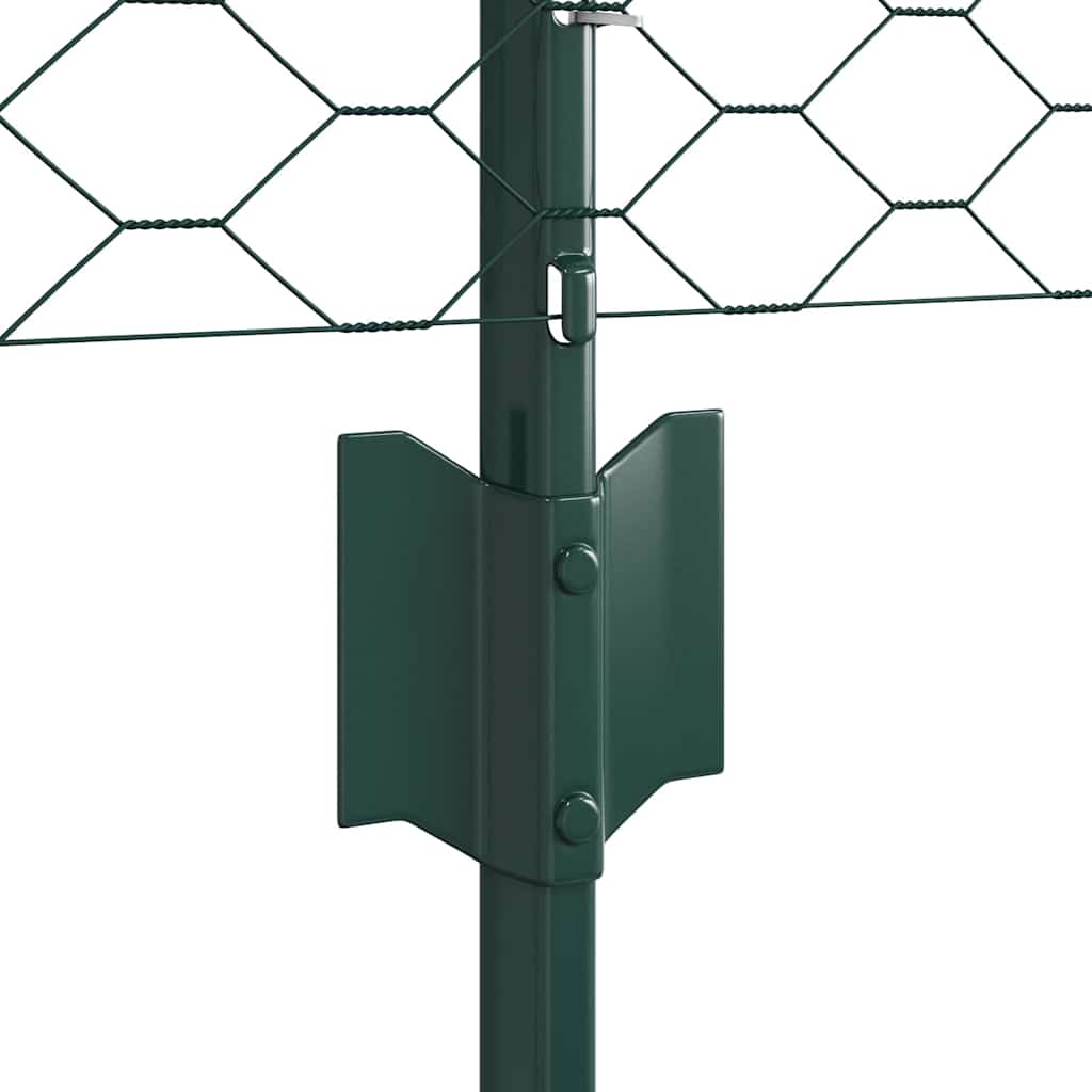 Sekskantet hegn med stolpe 100 x 0,5 m PVC-belagt stål Grøn