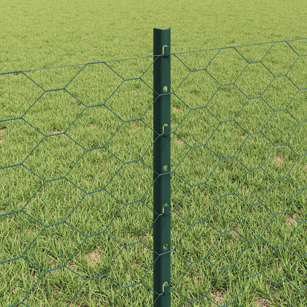 Sekskantet hegn med stolpe 100 x 0,6 m PVC-belagt stål Grøn