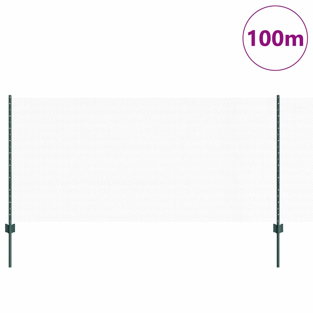 Sekskantet hegn med stolpe 100 x 1 m PVC-belagt stål Grøn Mesh