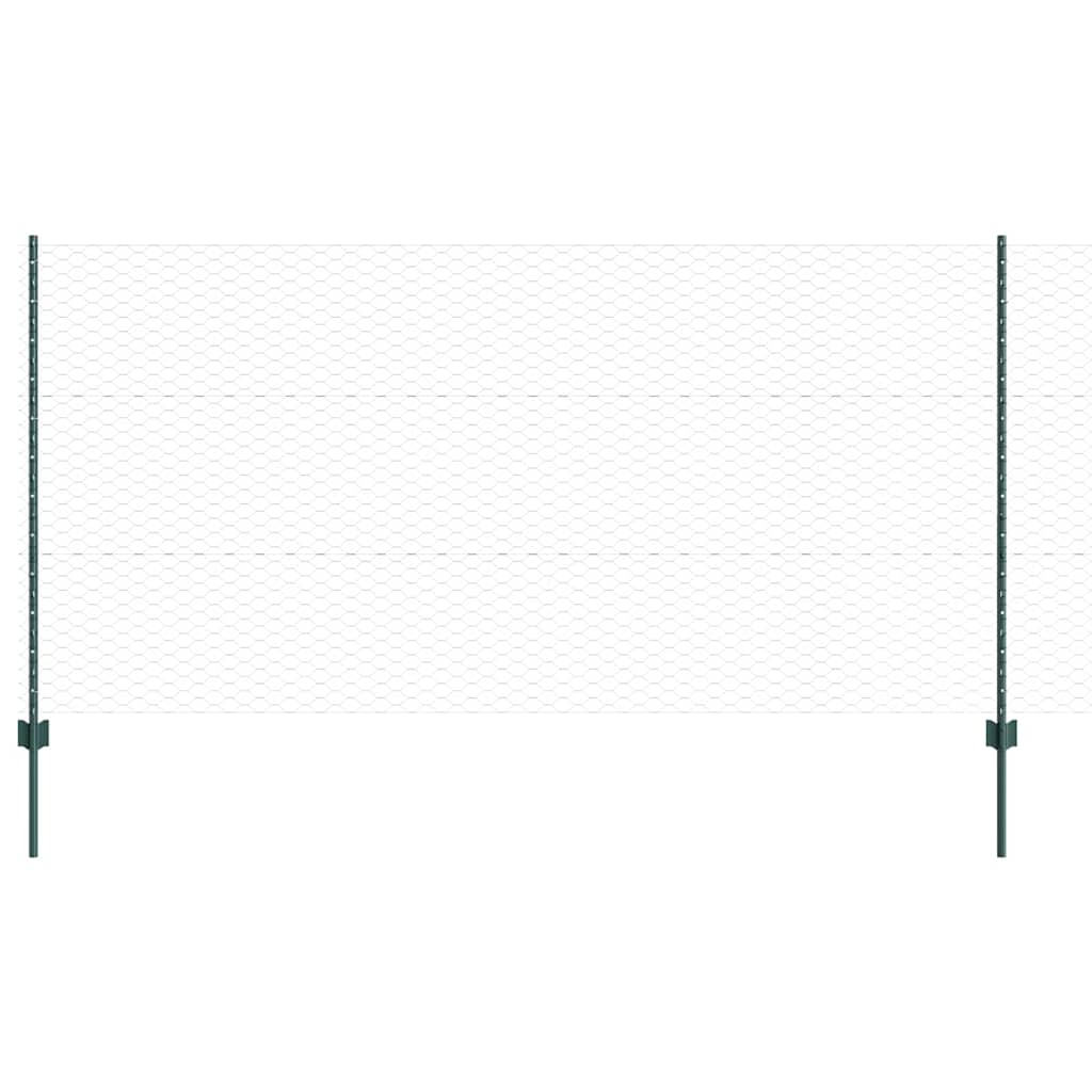 Sekskantet hegn med stolpe 100 x 1,2 m PVC-belagt stål Grøn