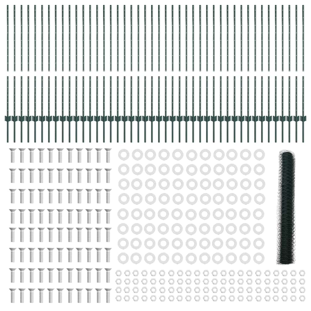 Sekskantet hegn med stolpe 100 x 1,2 m PVC-belagt stål Grøn