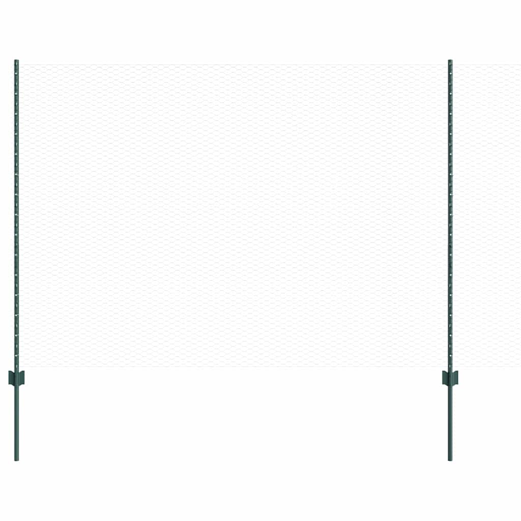 Sekskantet hegn med stolpe 100 x 1,6 m PVC-belagt stål Grøn