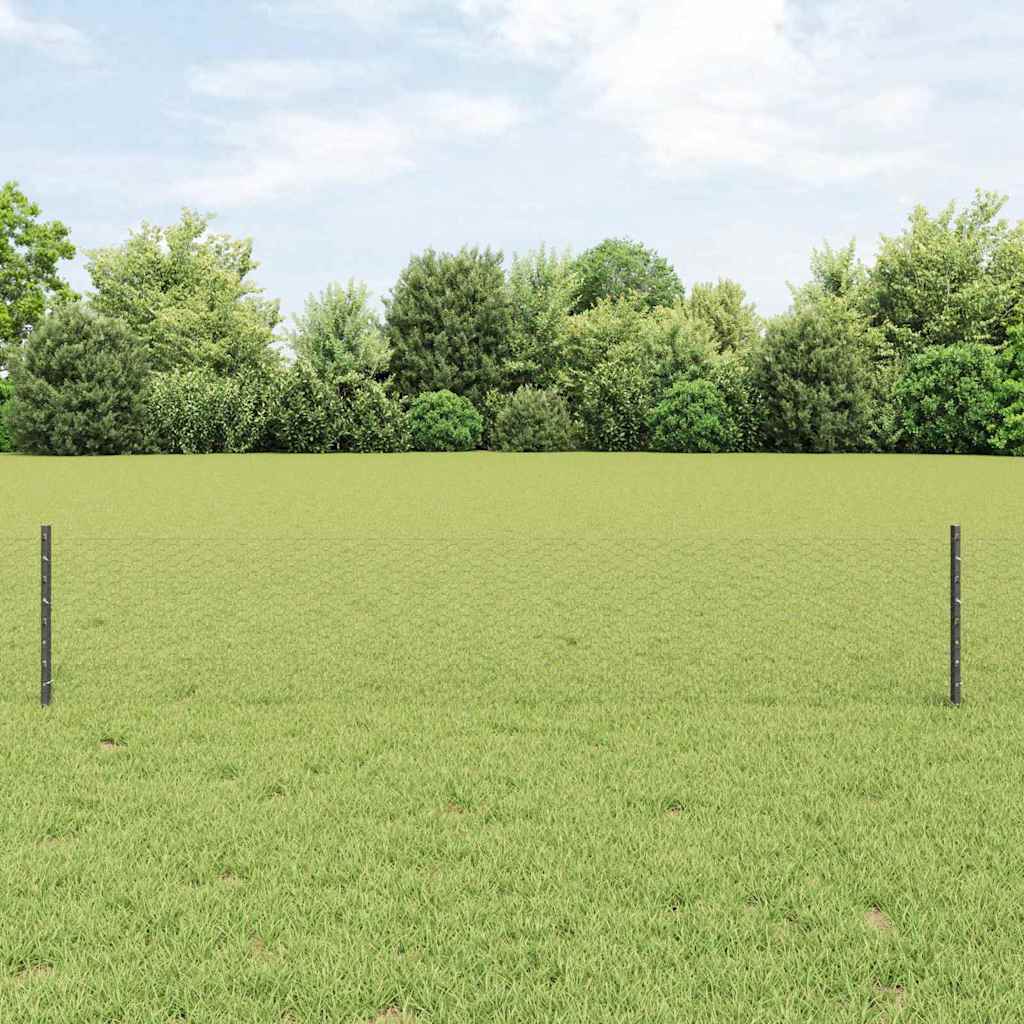 Sekskantet hegn med stolpe 10 x 0,4 m PVC-belagt stål Grå Mesh