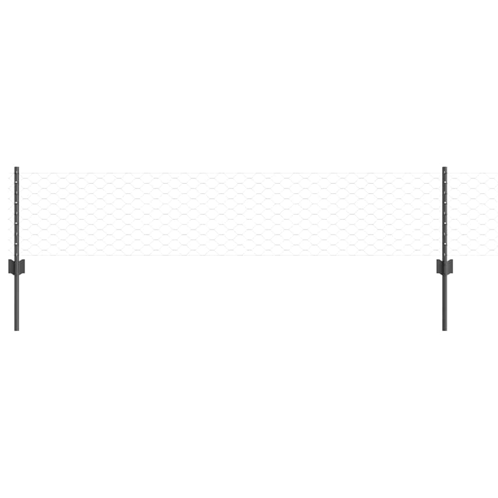 Sekskantet hegn med stolpe 10 x 0,4 m PVC-belagt stål Grå Mesh