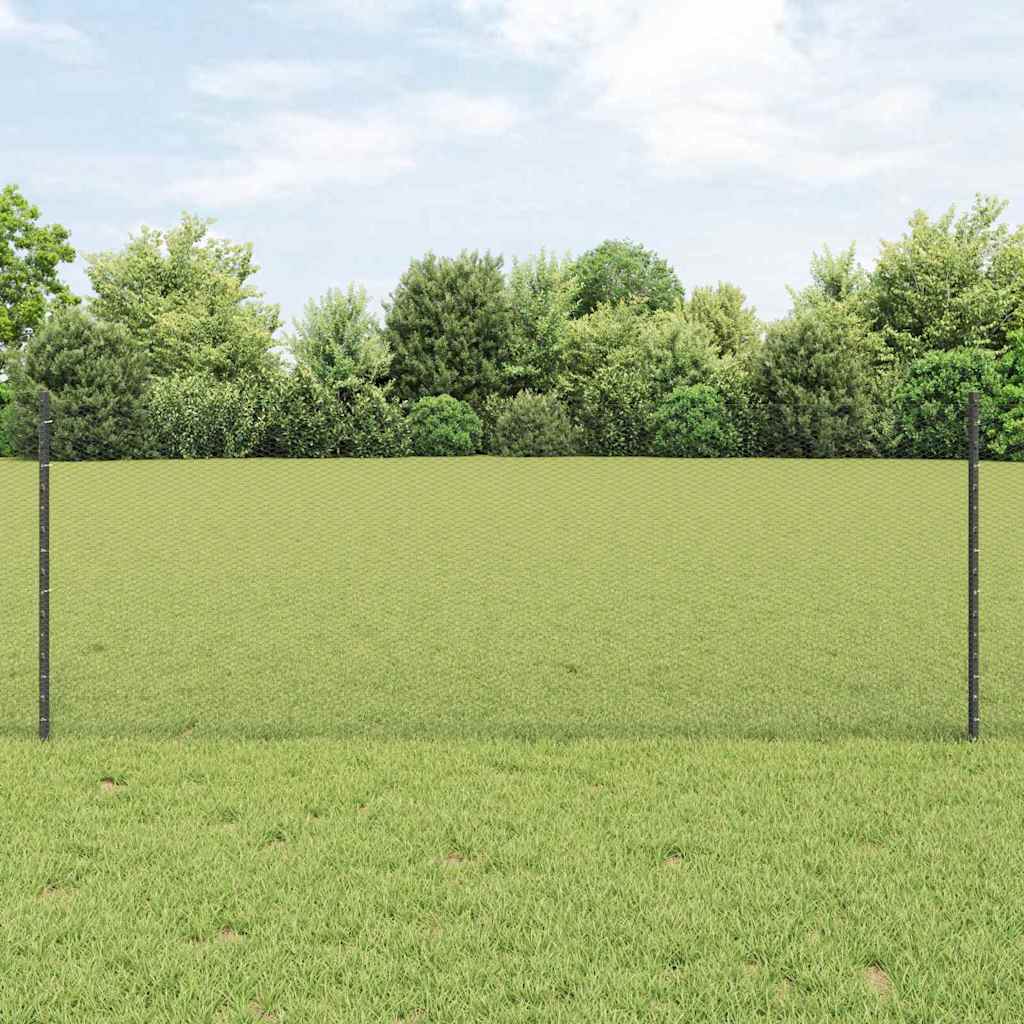 Sekskantet hegn med stolpe 10 x 0,8 m PVC-belagt stål Grå Mesh