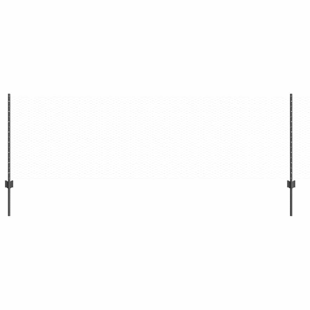 Sekskantet hegn med stolpe 10 x 0,8 m PVC-belagt stål Grå Mesh