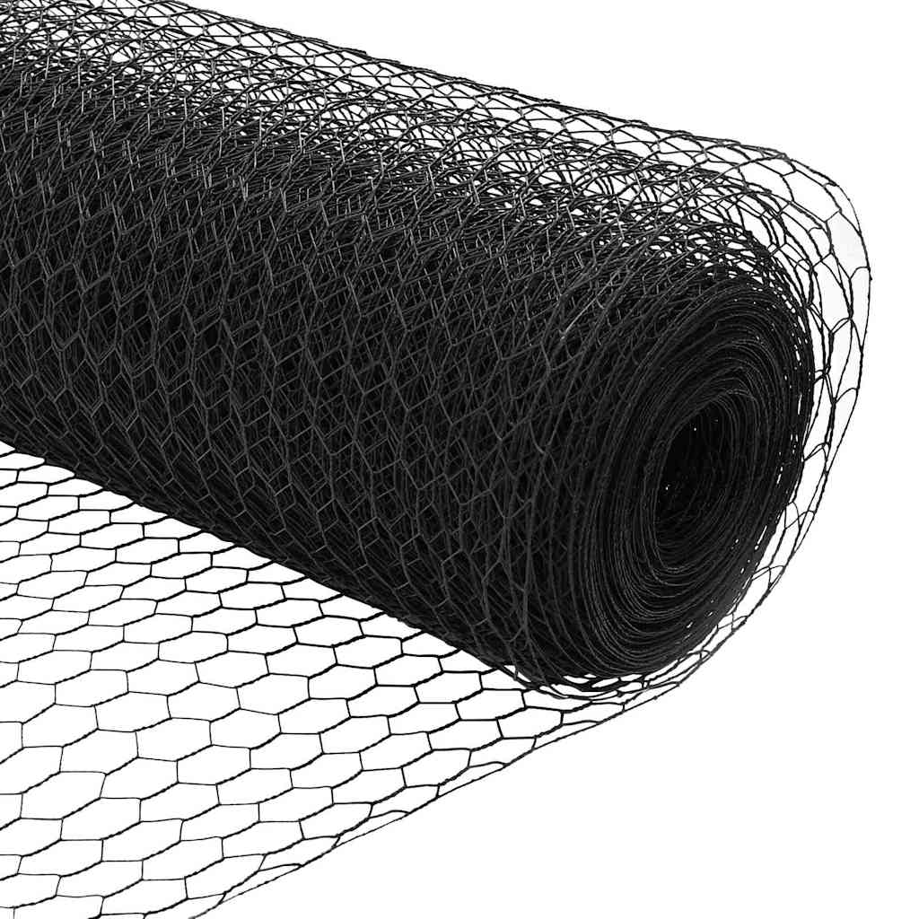 Sekskantet hegn med stolpe 10 x 1 m PVC-belagt stål Grå Mesh