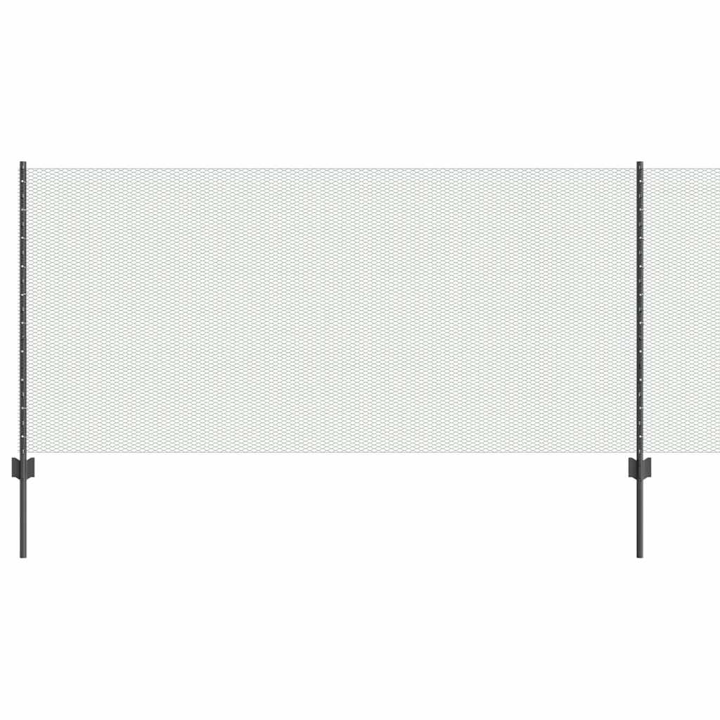 Sekskantet hegn med stolpe 10 x 1 m PVC-belagt stål Grå Mesh