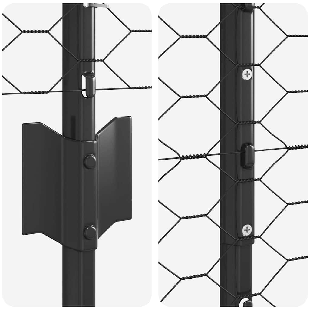 Sekskantet hegn med stolpe 10 x 1 m PVC-belagt stål Grå Mesh