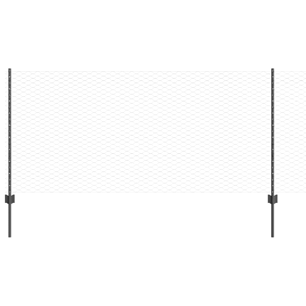 Sekskantet hegn med stolpe 10 x 1 m PVC-belagt stål Grå Mesh