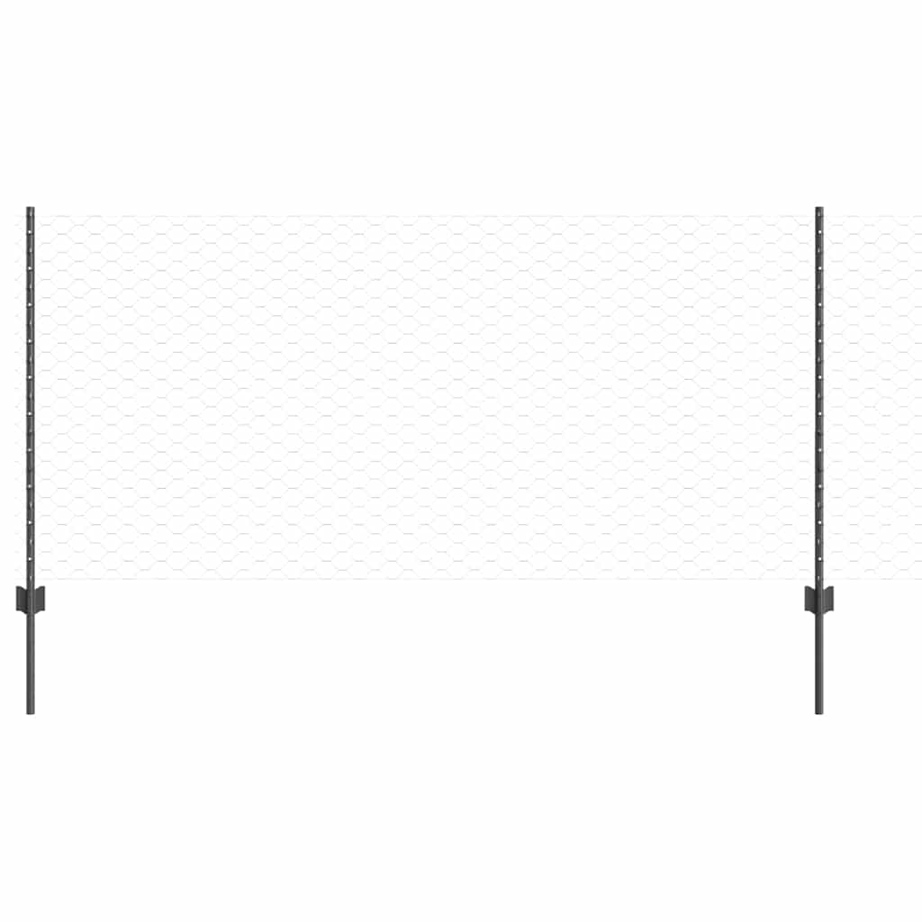 Sekskantet hegn med stolpe 10 x 1 m PVC-belagt stål Grå Mesh