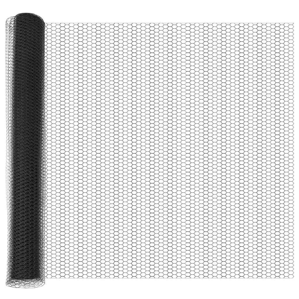 Sekskantet hegn med stolpe 10 x 1,2 m PVC-belagt stål Grå Mesh