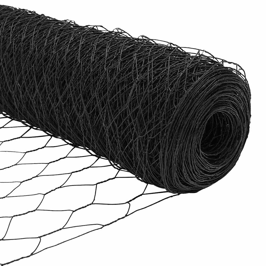 Sekskantet hegn med stolpe 10 x 1,2 m PVC-belagt stål Grå Mesh