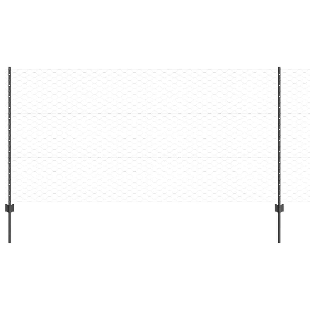 Sekskantet hegn med stolpe 10 x 1,2 m PVC-belagt stål Grå Mesh
