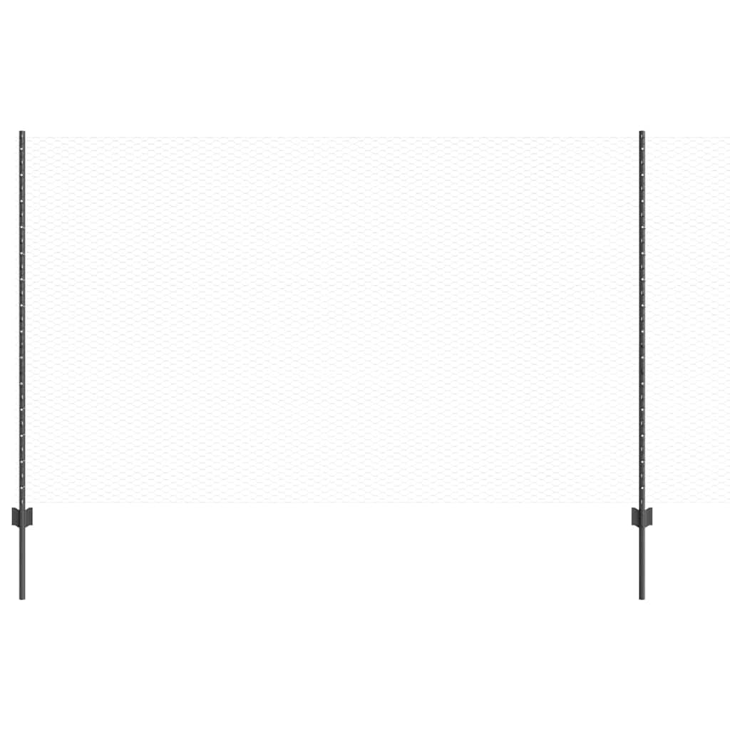 Sekskantet hegn med stolpe 10 x 1,4 m PVC-belagt stål Grå Mesh