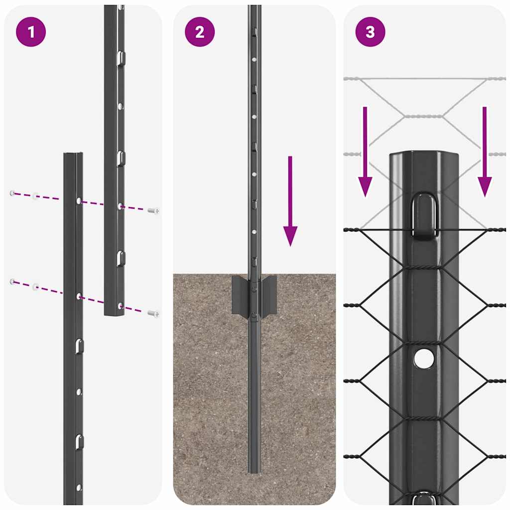 Sekskantet hegn med stolpe 10 x 1,4 m PVC-belagt stål Grå Mesh