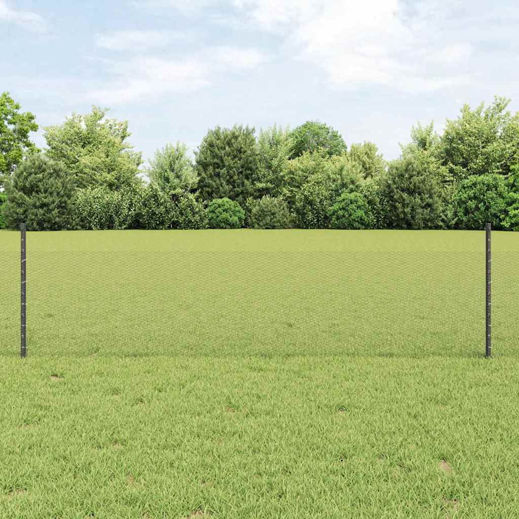 Sekskantet hegn med stolpe 25 x 0,5 m PVC-belagt stål Grå Mesh