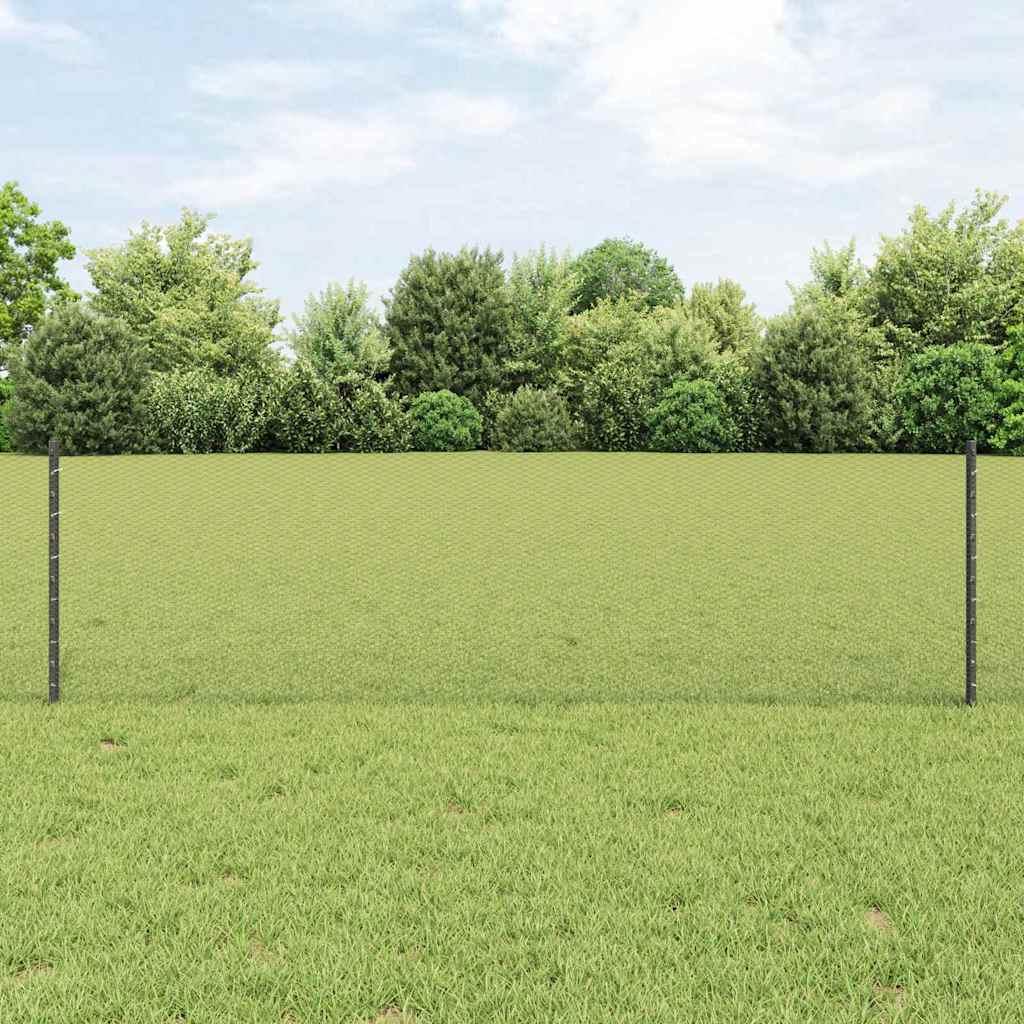 Sekskantet hegn med stolpe 25 x 0,6 m PVC-belagt stål Grå Mesh