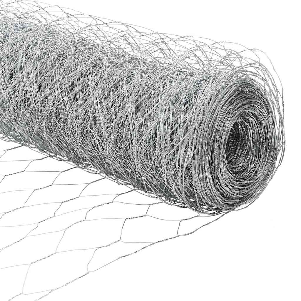 Sekskantet hegn med stolpe 10 x 0,8 m Galvaniseret stål Sølv