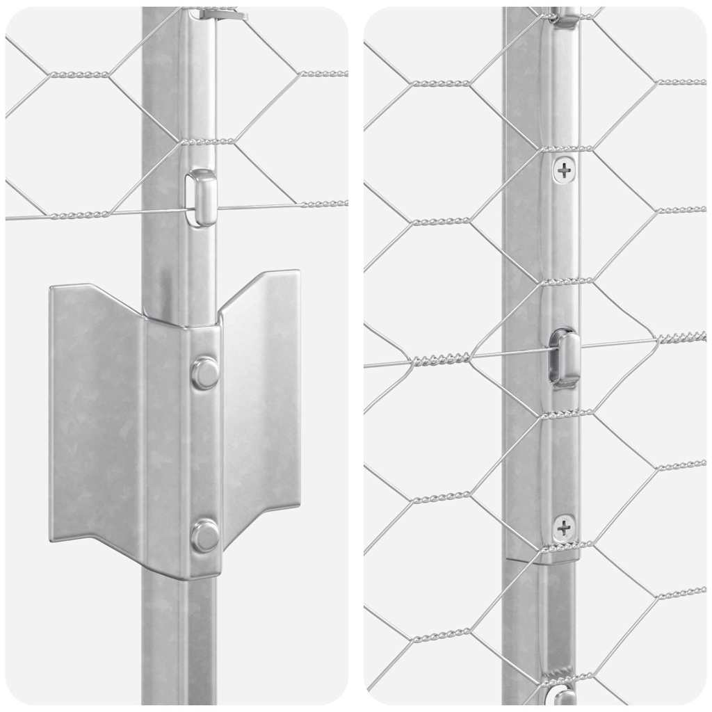 Sekskantet hegn med stolpe 10 x 1 m Galvaniseret stål Sølv Mesh