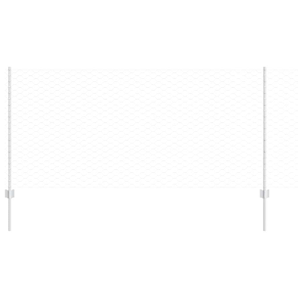 Sekskantet hegn med stolpe 10 x 1 m Galvaniseret stål Sølv Mesh