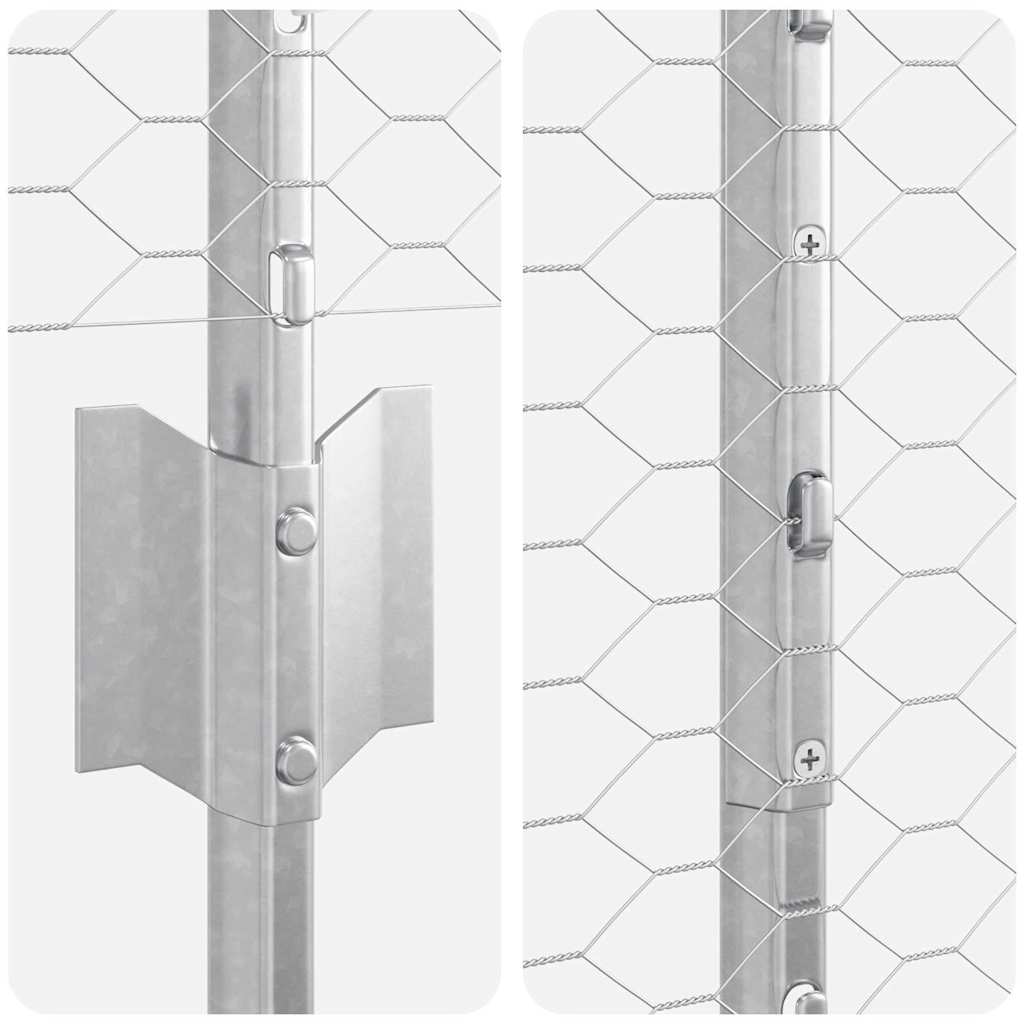 Sekskantet hegn med stolpe 10 x 1,4 m Galvaniseret stål Sølv